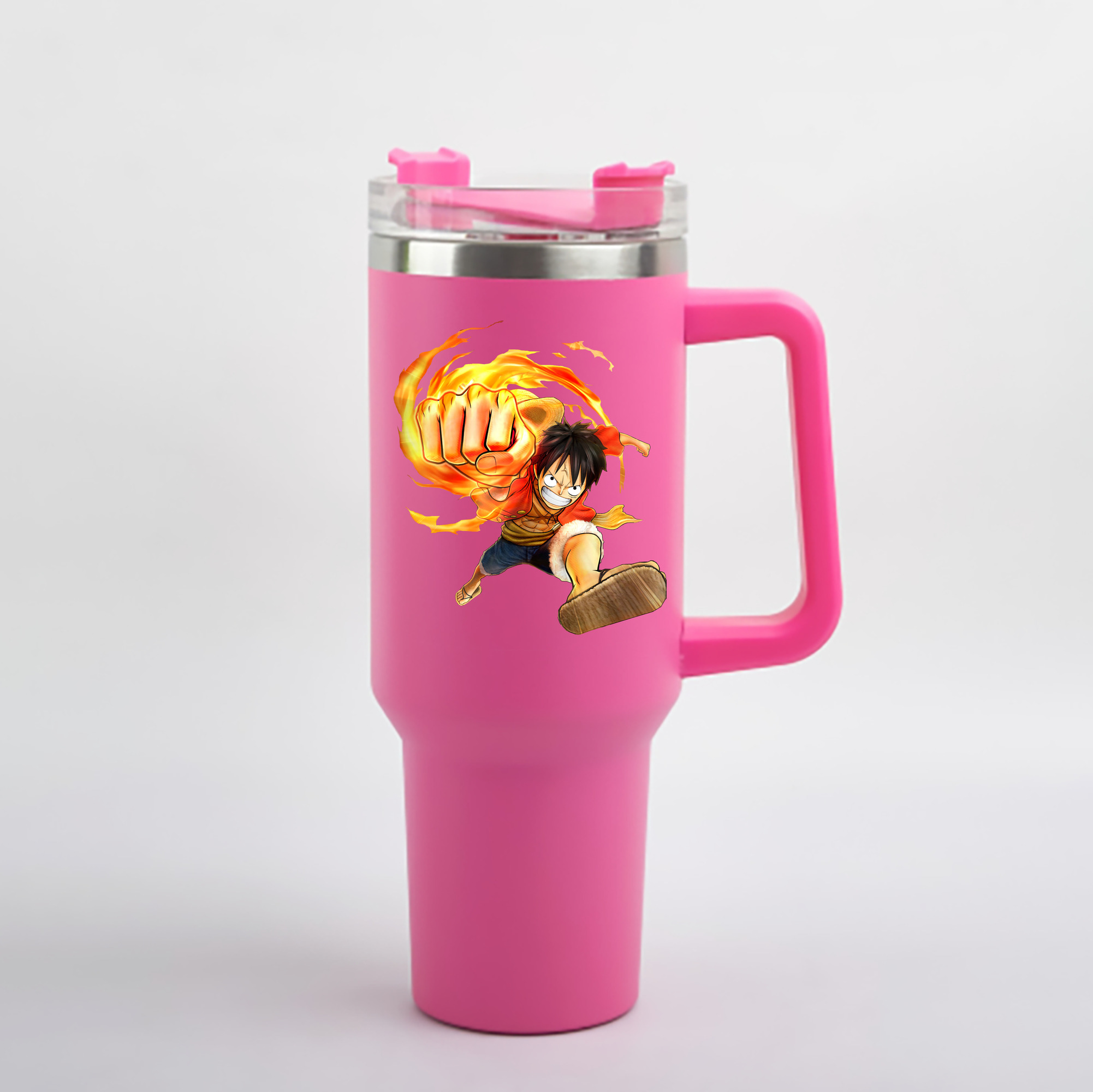 ワンピース モンキー・D・ルフィ ONE PIECE Monkey D. Luffy 1200mL車用タンブラー - クリスタルステッカー（プラスチックストロー付き）